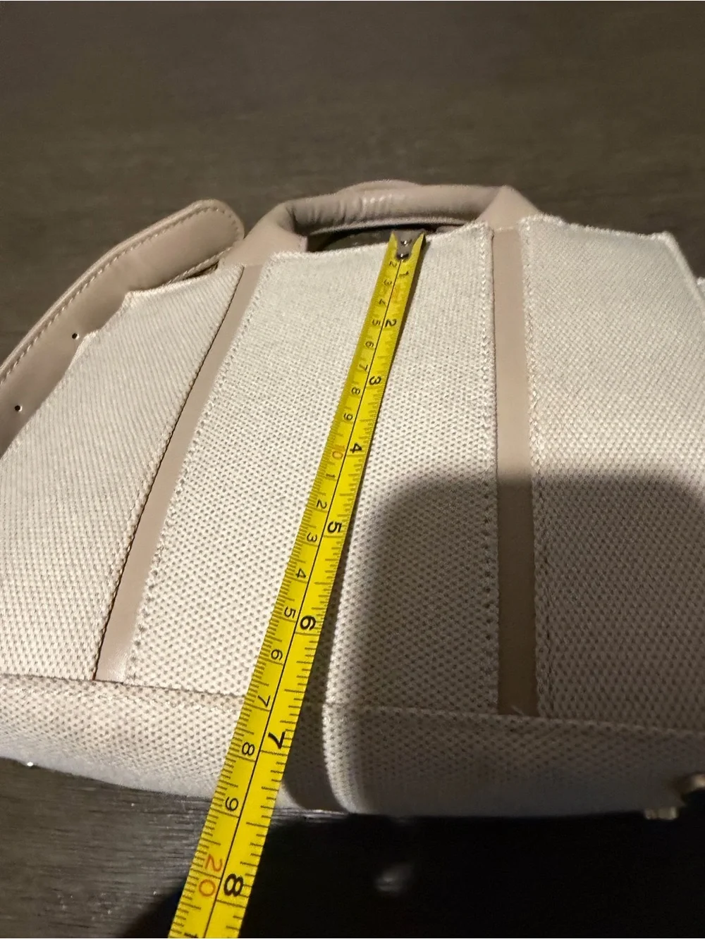 Miztique Cream Canvas & Beige Trim Satchel with Detachable Strap